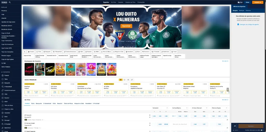 Página inicial de Rivalo no domínio rivalo.bet.br