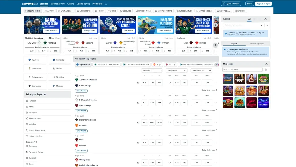 Página inicial de Sportingbet no domínio sportingbet.bet.br